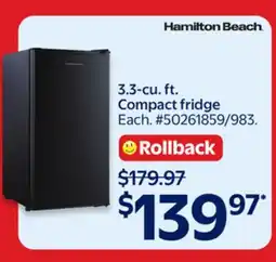 Walmart 3.3-cu. ft. Compact fridge offer
