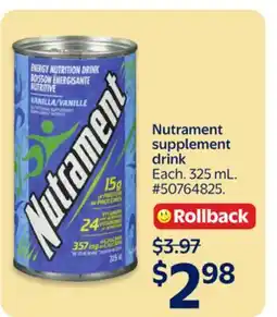 Walmart Nutrament supplement drink offer