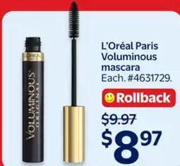 Walmart L'Oreal Paris Voluminous mascara offer