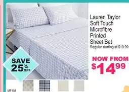 Oxford Mills Lauren Taylor Soft Touch Microfibre Printed Sheet Set offer