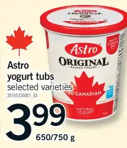 Fortinos ASTRO YOGURT TUBS,650/750 g offer