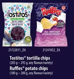 Fortinos TOSTITOS TORTILLA CHIPS, 205 G – 295 G RUFFLES POTATO CHIPS,180 G – 200 G offer