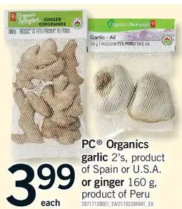Fortinos PC ORGANICS 2'S, OR GINGER offer