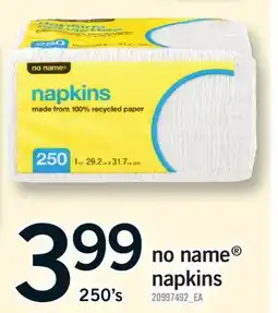 Fortinos NO NAME NAPKINS, 250'S offer