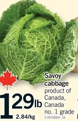 Fortinos SAVOY CABBAGE offer