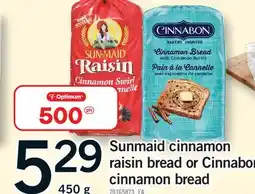 Fortinos SUNMAID CINNAMON RAISIN BREAD OR CINNABON CINNAMON BREAD offer