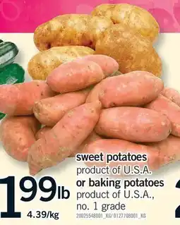 Fortinos SWEET POTATOES OR BAKING POTATOES offer