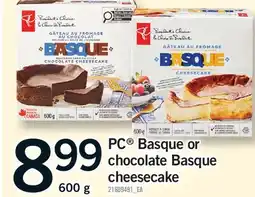 Fortinos PC BASQUE OR CHOCOLATE BASQUE CHEESECAKE offer