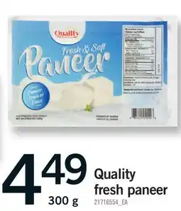Fortinos QUALITY FRESH PANEER offer