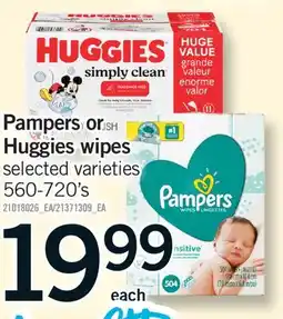 Fortinos PAMPERS OR HUGGIES WIPES, 560-720's offer