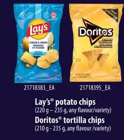 Fortinos LAY'S POTATO CHIPS 220 g – 235 g OR DORITOS TORTILLA CHIPS, 210 g - 235 g offer