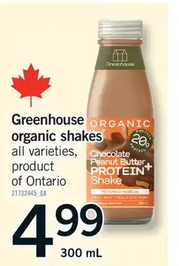Fortinos GREENHOUSE ORGANIC SHAKES offer