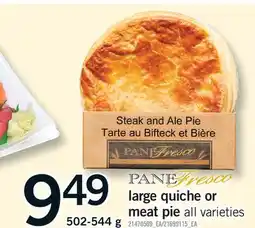 Fortinos PANEFRESCO LARGE QUICHE OR MEAT PIE offer