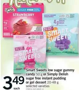 Fortinos SMART SWEETS LOW SUGAR GUMMY CANDY, 50 G OR SIMPLY DELISH SUGAR FREE INSTANT PUDDING OR GEL DESSERT offer