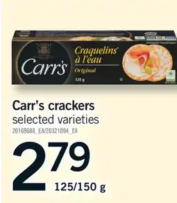 Fortinos CARR'S CRACKERS, 125/150 g offer