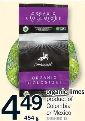 Fortinos ORGANIC LIMES offer