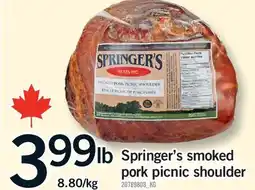 Fortinos SPRINGER'S SMOKED PORK PICNIC SHOULDER offer