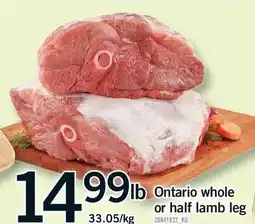 Fortinos ONTARIO WHOLE OR HALF LAMB LEG offer