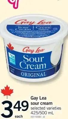 Fortinos GAY LEA SOUR CREAM, 425/500 ML offer