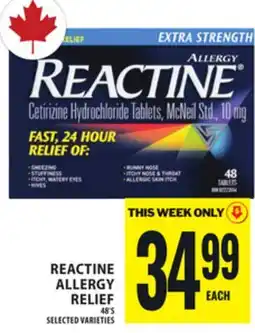 Food Basics REACTINE ALLERGY RELIEF offer