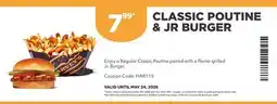 Harvey’s CLASSIC POUTINE & JR BURGER offer