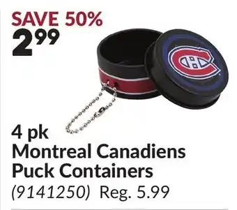 Princess Auto 4 pk Montreal Canadiens Puck Containers offer