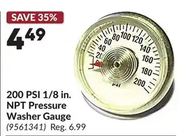Princess Auto 200 PSI 1/8 in. NPT Pressure Washer Gauge offer
