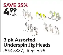 Princess Auto 3 pk Assorted Underspin Jig Heads offer