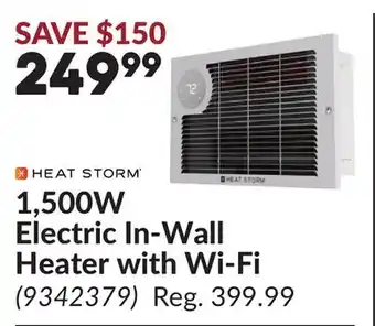 Princess Auto 1,500W Electric In-Wall Heater with Wi-Fi offer