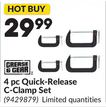 Princess Auto 4 pc Quick-Release C-Clamp Set offer