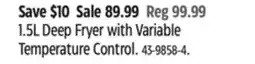 Canadian Tire Starfrit 1.5L Deep Fryer with Variable Temperature Control offer