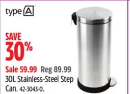 Canadian Tire Type A 30L Stainless-Steel Step Can offer