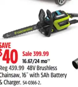 Canadian Tire Yardworks 48V Brushless Chainsaw offer