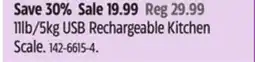 Canadian Tire 11lb/5kg USB Rechargeable Kitchen Scale offer