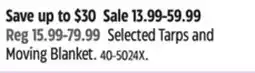Canadian Tire Mastercraft Selected Tarps and Moving Blanket offer