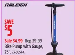Canadian Tire Raleigh Bike Pump with Gauge, 25˝ offer