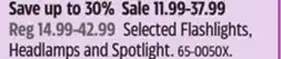 Canadian Tire Energizer Selected Flashlights, Headlamps and Spotlight offer