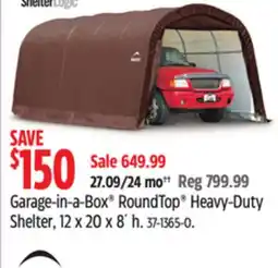 Canadian Tire Garage-in-a-Box RoundTop Heavy-Duty Shelter, 12 x 20 x 8´ h offer