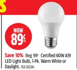 Canadian Tire Certified 60W A19 LED Light Bulb, 1-Pk offer