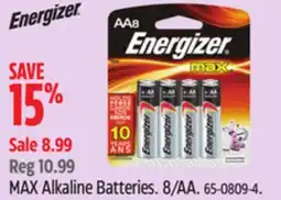 Canadian Tire Energizer MAX Alkaline Batteries. 8/AA offer