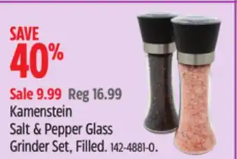 Canadian Tire Kamenstein Salt & Pepper Glass Grinder Set, Filled offer