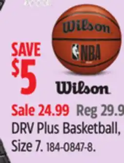 Canadian Tire WILSON DRV Plus Basketball, Size 7 offer