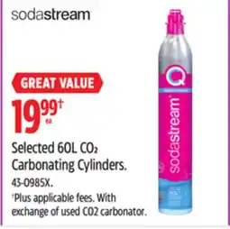 Canadian Tire SodaStream Selected 60L CO2 Carbonating Cylinders offer