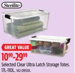 Canadian Tire Sterilite Selected Clear Ultra Latch Storage Totes offer