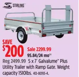 Canadian Tire Stirling 5 x 7´ Galvalume Plus Utility Trailer with Ramp Gate offer