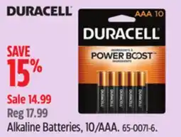 Canadian Tire Alkaline Batteries, 10/AAA offer