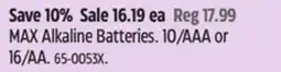 Canadian Tire Energizer MAX Alkaline Batteries offer