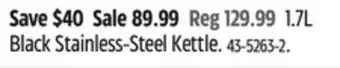 Canadian Tire Paderno 1.7L Black Stainless-Steel Kettle offer