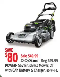 Canadian Tire EGO POWER+ 56V Brushless Mower offer