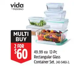 Canadian Tire Vida By Paderno 12-Pc Rectangular Glass Container Set offer